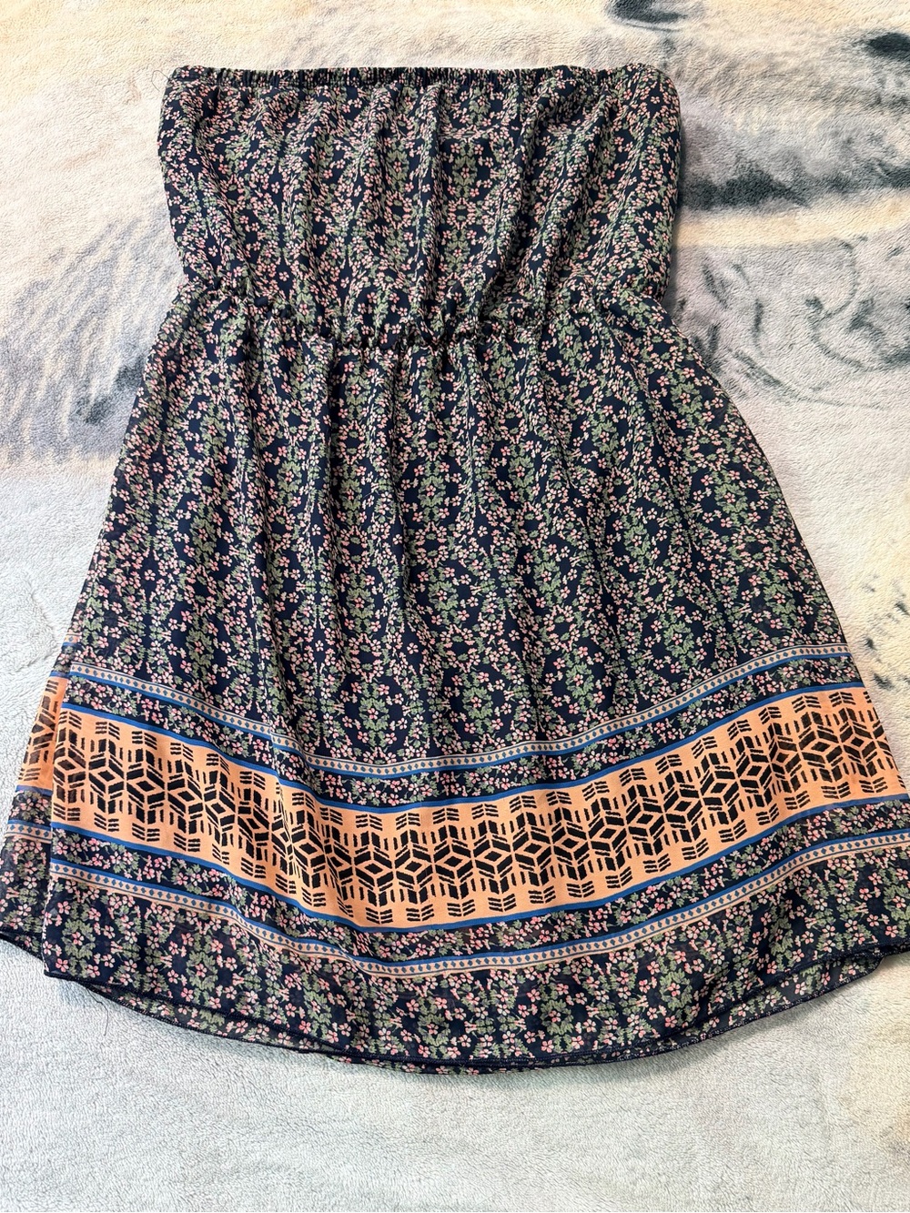 Suzy Shier Navy Floral Ruffled Skirt